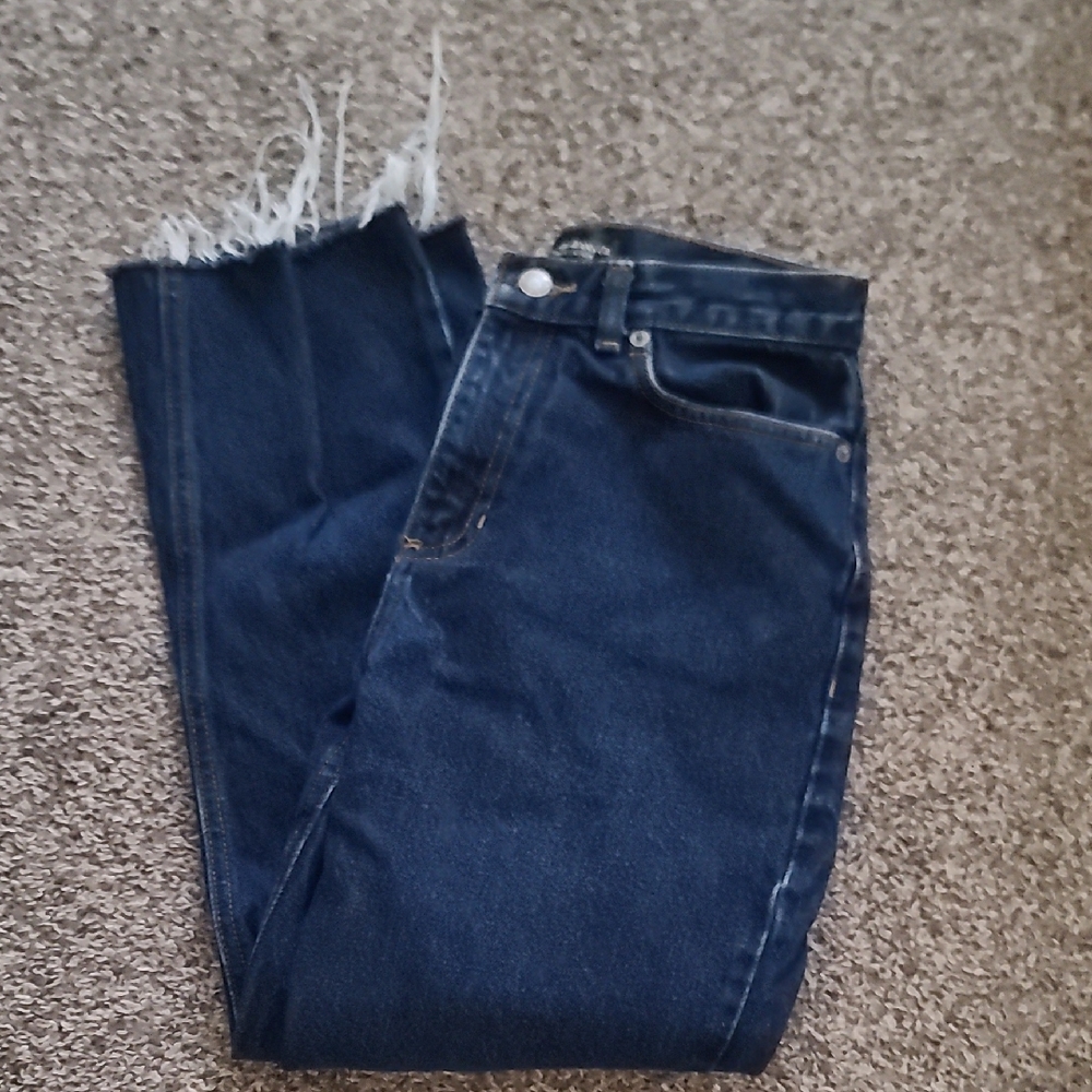 Polo by Ralph Lauren Blue Ankle Cropped Jeans with Distressed Hem